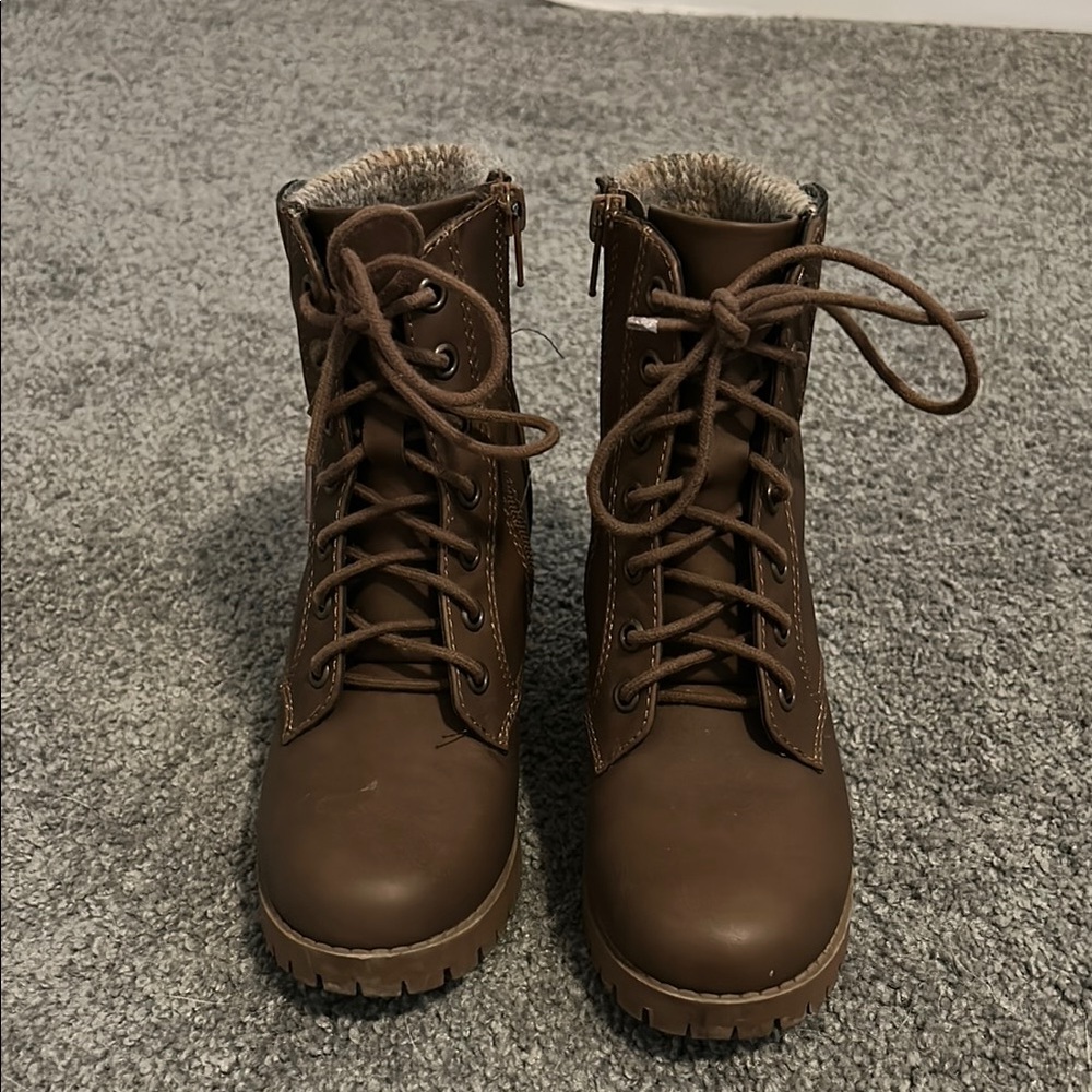 Women's Brown Lace-Up Boots